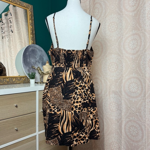 Urban Outiftters NWT Animal Leopard Tiger Print Patchwork Tank Dress Linen Sz L - Picture 4 of 12